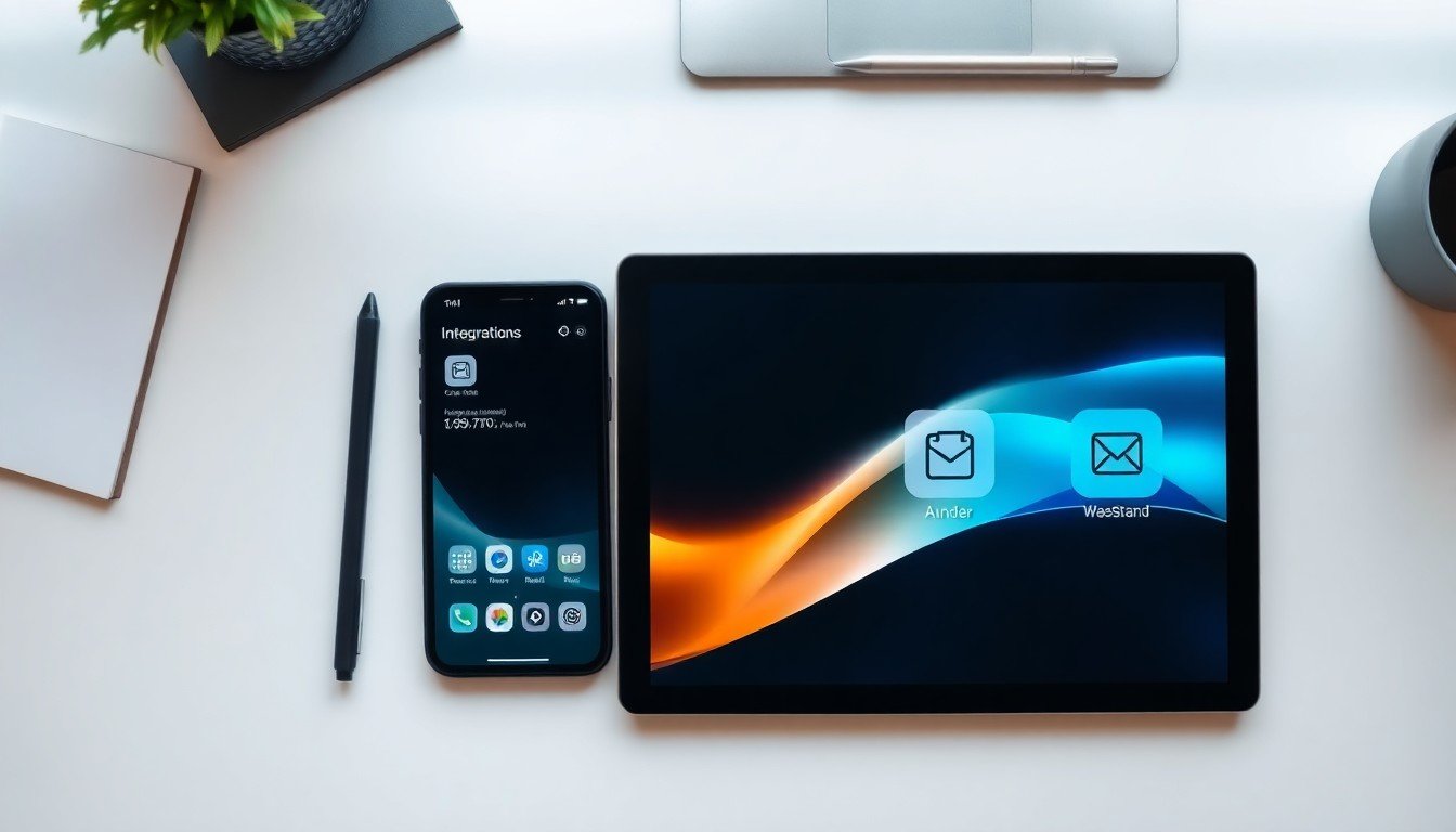 prompting ChatGPT vs Gemini: Overhead view of a tablet and smartphone on a desk with AI chat interfaces and integration...